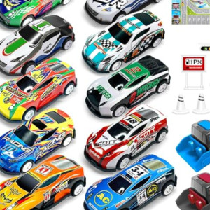 Small Children's Car Set, 10 Small Toy Cars with Catapult & Play Mat